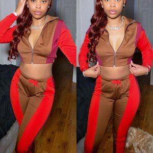 Burgundy brown tracksuit set small medium